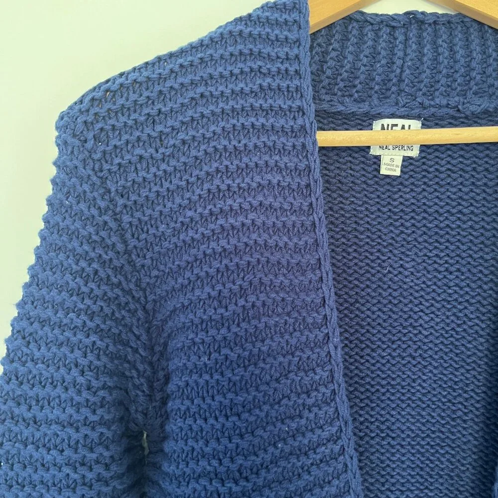 Neal Sperling Chunky Knit Textured Cotton Blend Slim Fit Cardigan Size Women's S - Picture 6 of 12